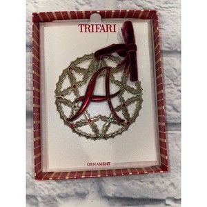 Trifari Initial Monogram "A" Rhinestone christmas Ornament